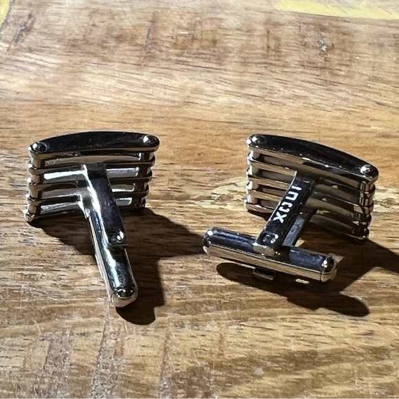 INOX polished steel bar cufflinks - Picture 3 of 5